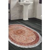 Alanur Home Eko Trend Djt Banyo Paspası Yıkanabilir Kaymaz Taban P1356 Oval Vintage Kırmızı P1356-Trend-Banyo-Oval