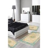 Alanur Home Eko Trend Djt Yıkanabilir Kaymaz Taban 3 Lü Yatak Odası Takımı P1356 Vintage Kırmızı - Turkuaz