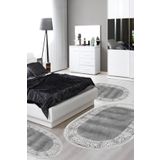 Alanur Home Eko Trend Djt Yıkanabilir Kaymaz Taban Oval 3 Lü Yatak Odası Takımı 1460 Modern Gri