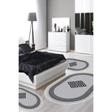 Alanur Home Eko Trend Djt Yıkanabilir Kaymaz Taban Oval 3 Lü Yatak Odası Takımı 656M Modern Gold - Gri