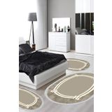Alanur Home Eko Trend Djt Yıkanabilir Kaymaz Taban Oval 3 Lü Yatak Odası Takımı 657M Modern Camel