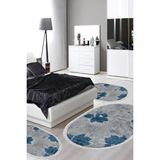 Alanur Home Eko Trend Djt Yıkanabilir Kaymaz Taban Oval 3 Lü Yatak Odası Takımı 660M Suluboya Bej - Mavi