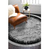 Alanur Home Eko Trend Kaymaz Taban Dijital Salon Halısı 1342 Yuvarlak Modern Siyah