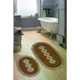 Alanur Home Eyfel Saçaklı Welsoft Dantelli 2'li Banyo Klozet Takımı Koyu Kahve