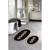 Alanur Home Eyfel Saçaklı Welsoft Dantelli 2'li Banyo Klozet Takımı Siyah