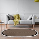 Alanur Home Kaymaz Taban Djt Banyo Mutfak Salon Halı Yıldız Deri Saçaklı Oval Dokuma Desen E5001