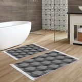 Alanur Home Kaymaz Taban Djt Klozet Takımı Trend Saçaklı Geometrik E5010 Gri