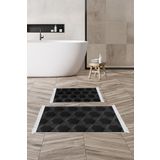 Alanur Home Kaymaz Taban Djt Klozet Takımı Trend Saçaklı Geometrik E5016 Siyah