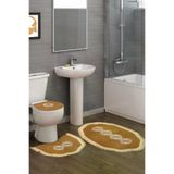 Alanur Home Queen Sarmaşık Şekilli Nakışlı Banyo 3'lü Klozet Takımı Açık Kahve