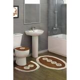 Alanur Home Queen Sarmaşık Şekilli Nakışlı Banyo 3'lü Klozet Takımı Koyu Kahve