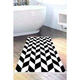 Alanur Home S5057-Trend-Banyo Eko Trend Djt Banyo Paspası Yıkanabilir Kaymaz Taban S5057 Geometrik Siyah