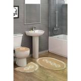 Alanur Home TYC00137425716 Queen Sarmaşık Şekilli Nakışlı Banyo 3'lü Klozet Takımı Cappuccino
