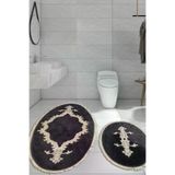 ALANUR Sırma Welsoft Dantelli Saçaklı Oval Banyo 2'li Klozet Takımı Antrasit SIRMA
