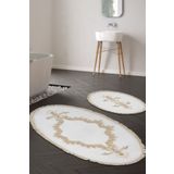 ALANUR Sırma Welsoft Dantelli Saçaklı Oval Banyo 2'li Klozet Takımı Krem SIRMA
