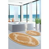ALANUR Sırma Welsoft Dantelli Saçaklı Oval Klozet Takımı 2 Pcs Cappuccino SIRMA