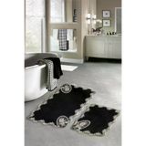 ALANUR Viyana Welsoft Dantelli 2'li Banyo Klozet Takımı Siyah VİYANA
