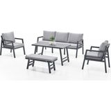Alanya Plus Alüminyum Bahçe Oturma Grubu 3'lü – 1 Üçlü Koltuk (180×80 Cm) + 2 Tekli Koltuk - Genel - Çok Renkli