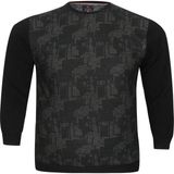 AlanyaXXL Büyük Beden Düz Renk Pamuklu Bisiklet Yaka Erkek Sweat Kazak - Siyah - 2XL