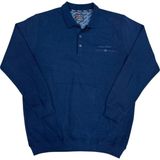 AlanyaXXL Büyük Beden Erkek Yakalı Cepli Pamuklu Geniş Kalıp Kazak Battal Sweat - İndigo - 2XL