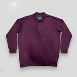 AlanyaXXL Büyük Beden Polo Yakalı Cepli Düğme Kapama Pamuklu Erkek Kazak - Bordo - 2XL
