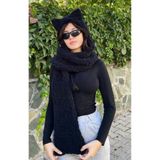 ALARA REYHAN Kedi Kulaklı Atkılı Bere Handmade Hediyelik