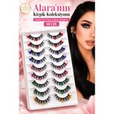 alaraycosmetics 10 Çift Renkli Takma Kirpik – Dolgun, Aralarda Renklı ve Dikkat Çekici Göz Makyajı