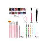 alaraycosmetics Nail Art Tool Kit Nail Art Fırçalar Renkli Rhinestones Dekorasyon Tırnak Aksesuarları 35 Parça