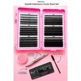 alaraycosmetics Takma İpek Kirpik Seti D Curl Lifting Etkili- Extra yumuşak -Batma Yapmaz/ Yapıştırıcı, Cımbız Ve Kirpik Fırçasıyla/ 640 Demet/ 8mm-16mm Mix Uzunluk Kutu