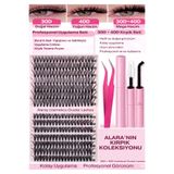 alaraycosmetics Takma Kirpik Seti -30D - 40D (10-16mm Mix) Yapıştırıcı, Sabitleyici ve Uygulama Cımbız Full Set