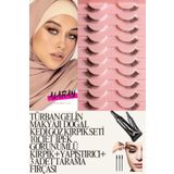 alaraycosmetics TÜRBAN MAKYAJI TAKMA KİRPİK SETI 10CIFT HALF EYELASH+YAPIŞTIRICI+3 ADET TARAMA FIRÇASI
