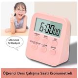 Alarmlı Dijital Öğrenci Sınav Kronometresi Geri Sayım Cihazı Saat - 2 Kademeli Kronometre ((Pembe))