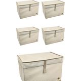 Alas 5ADET Kapaklı Çok Amaçlı Hurç Kutu Mini 40X30X26 cm Kahverengi - Renkli - 3 Adet