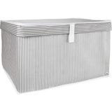 Alas Çok Amaçlı Organizer Kutu Maxi Çok Amaçlı Maxi Kapaklı Hurç Kutu Gri Çizgili 50*40*30 Cm - 1 Adet - Renkli