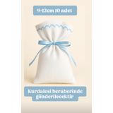 ALASEREN 10 ADET 9×12 CM MAVİ NAKIŞLI HAM BEZ KESE ÇOK AMAÇLI BEZ POŞET