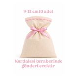 ALASEREN 10 ADET 9×12 CM PEMBE NAKIŞLI HAM BEZ BEJ/KREM RENK KUMAŞ KESE ÇOK AMAÇLI BEZ POŞET