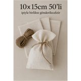 ALASEREN 10x15 cm Ham Bez Kese 50'li Set İpli Hediyelik Kese Nikah Şekeri Lavanta Kesesi