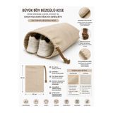 Alaseren Büyük Boy Seyahat Düzenleyici 45X60 cm – Duck Kumaş Büzgülü Kese – Ayakkabı, Giysi ve Eşya Saklama Çantası