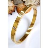 Alaşım Kartier Kelepçe Taşlı Bileklik Gold