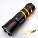 Alaska 30W Zoomlu Led El Feneri | 3000 Lümen | 1 Km Menzil | Şarjlı | Güçlü Aydınlatma