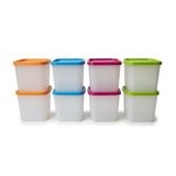 Alaska 8'li Derin Dondurucu Saklama Kabı Seti - 380 ml Kar Tanesi Desenli Erzak Kabı - Kırılmaz Esnek Yapı, BPA Free (4 Renk x 2 Adet)