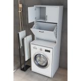 Alaska Çift Kirli Sepetli Banyo Dolabı, Beyaz