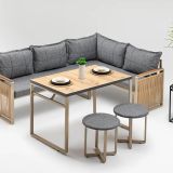 Alaska Masalı Puflu Bahçe Balkon Takımı, Gri