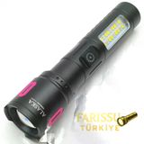Alaska Şarjlı Led El Feneri | 1500–2000 Lümen | Zoomlu 500–600 M | Çift Işık Modlu | Type-C Şarjlı