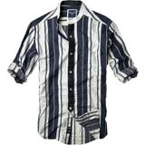 Alaska The Last Frontier Slim Fit %100 Pamuk Kumaş Hakim Yaka Uzun Kol Gömlek-Kalın Laci Çizgi-- - Çok Renkli