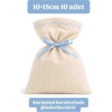 Alasmiel 10 Adet 10×15 cm Bebe Mavisi Nakışlı Ham Bez Kese Çok Amaçlı Bez Poşet