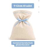 Alasmiel 10 Adet 9×12 cm Bebe Mavisi Nakışlı Ham Bez Kese Çok Amaçlı Bez Poşet