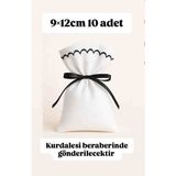 Alasmiel 10 Adet 9×12 cm Siyah Nakışlı Ham Bez Kese Çok Amaçlı Bez Poşet