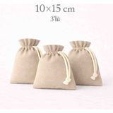 Alasmiel 10X15 cm Kadife Dokulu Petek Kumaş Büzgülü Kese 3’lü – Lavanta, Takı ve Nikah Hediyelik Çok Amaçlı Bez Poşet - Bej - 10 x 15 cm