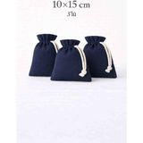 Alasmiel 10X15 cm Kadife Dokulu Petek Kumaş Büzgülü Kese 3’lü – Lavanta, Takı ve Nikah Hediyelik Çok Amaçlı Bez Poşet - Lacivert - 10 x 15 cm