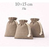 Alasmiel 10X15 cm Kadife Dokulu Petek Kumaş Büzgülü Kese 3’lü – Lavanta, Takı ve Nikah Hediyelik Çok Amaçlı Bez Poşet - Taş - 10 x 15 cm